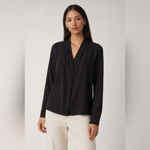 Babaton Black V-Neck Long-Sleeve Blouse